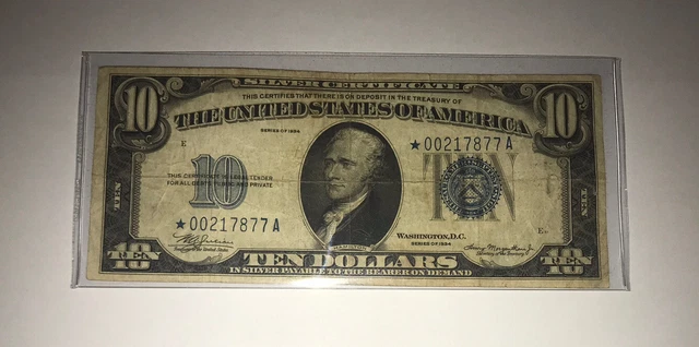 1934A Silver Certificate Blue Seal Ten Dollar Star Note 8