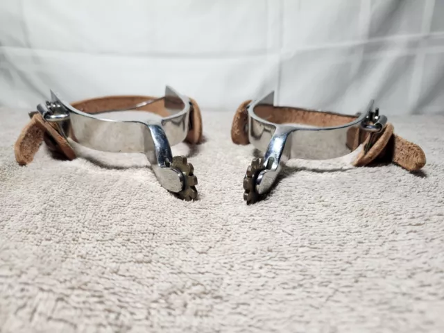 Champion Turf Vintage Rodeo Cowboy Spurs Silver Design Genuine Leather Strap