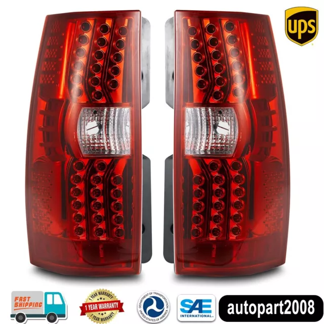 LED Tail Lights 2007-2014 For Chevy Suburban 1500 2500 Tahoe Chrome Rear Lamps