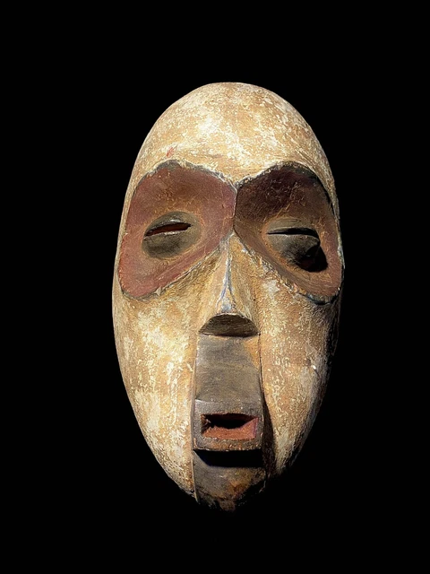 African Tribal Face Mask Wood Hand Carved Vintage Mask Lega Mask -6548
