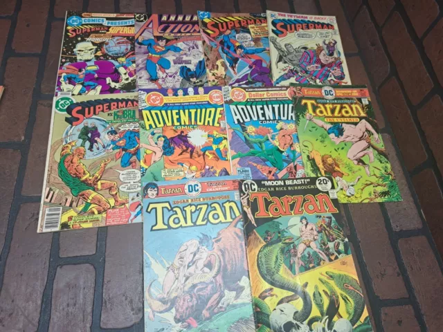 Dc Comics Mixed Bronze Age Lot Of 10 (Superman)(tarzan)(adventure Comics)