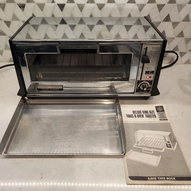 VINTAGE CHROME GE General Electric Toaster Oven Deluxe King Size T94
