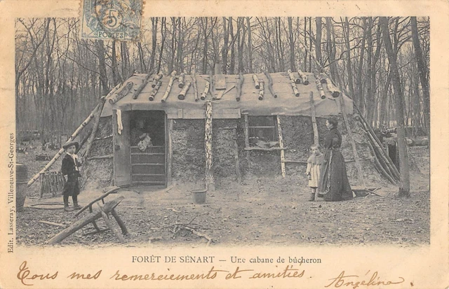 Cpa 91 Foret De Senart / Une Cabane De Bucherons / Metier
