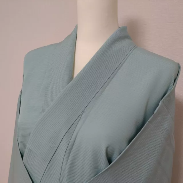 Woman Japanese Kimono Iromuji Silk One Crest Blue Summer 絽
