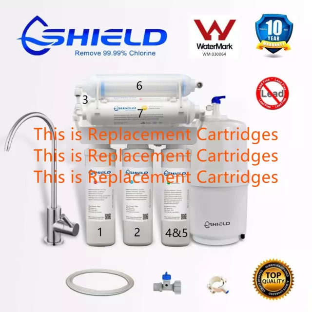 Shield 7 Stages Alkaline Reverse Osmosis Water Filter System Replacement Pack