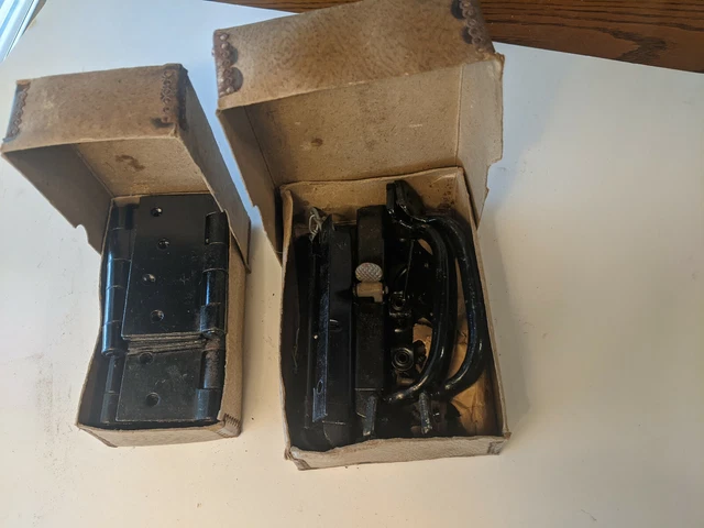 "1900" NOS Double BARN DOOR HARDWARE set, w/HINGES, Latches & LOCKING slide PINS 2