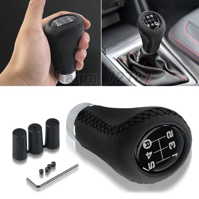 Universal 5 Speed Car Manual Shift Knob Gear Stick Shifter Lever Handle Leather