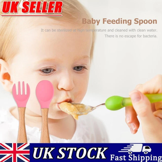 Baby Wooden Silicone Feeding Spoon Toddlers BPA-free Tableware (14)