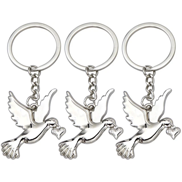 3 Pcs Peace Bird Key Ring Peace Dove Keychain Wallet Key Holder Charm