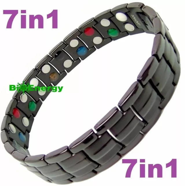 TITANIUM Magnetic Energy Armband Power Bracelet Health Bio 7in1 Bio Black