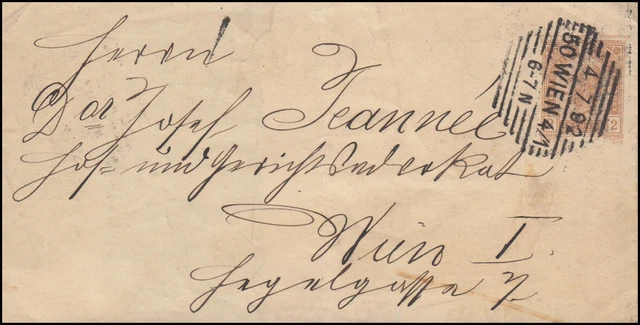 Österreich Streifband S 4 Kaiser Franz Joseph 2 Kreuzer 50 WIEN 4/1 - 4.7.1892
