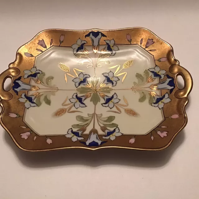 Vintage Noritake Morimura Bros Brothers Hand Painted Dresser Tray Floral & Wheat