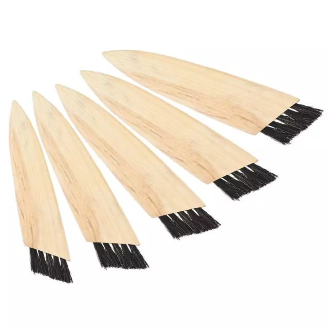 5.1 Inches Shoe Polish Brush, 5pcs Horsehair Shoe Cleaning Scrubber Wooden Color