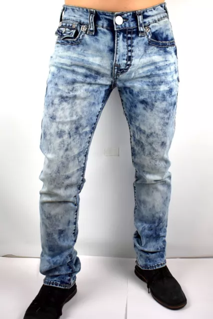 True Religion Men's Ricky Acid Wash Relaxed Straight Super T Jeans - 107954