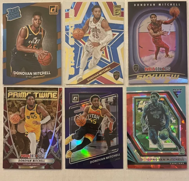 DONOVAN MITCHELL RATED Rookie - 6 Card Prizm Parallel Lot - /99 Donruss ...