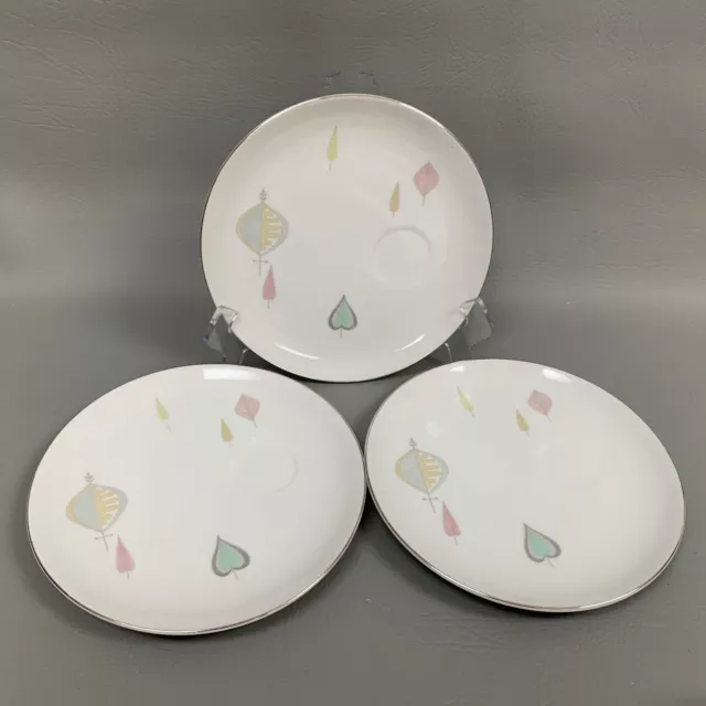 Yamaka Bon Soir Snack Plates White Multi-color Leaves Lot of 3