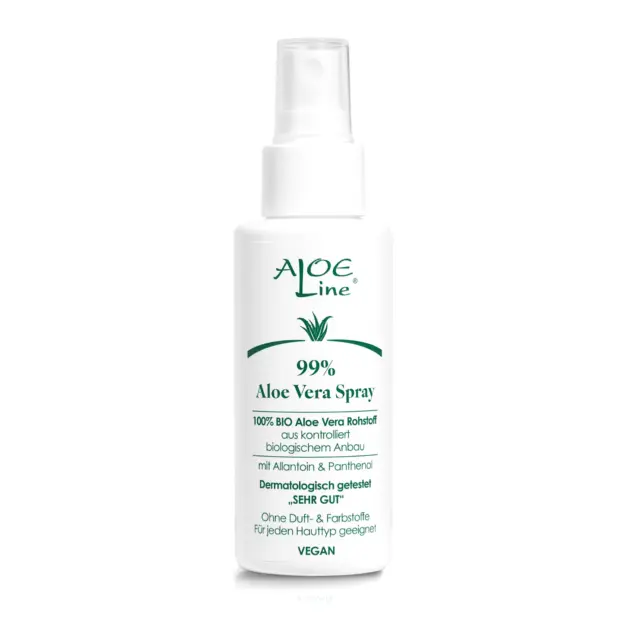 Bio Aloe Vera Spray 99% mit Allantoin und Panthenol - ALOE Line - vegan - 100ml