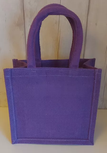 Small Jute Gift Bag, Party Bag Tote. Purple. Reusable, Sustainable, Ethical