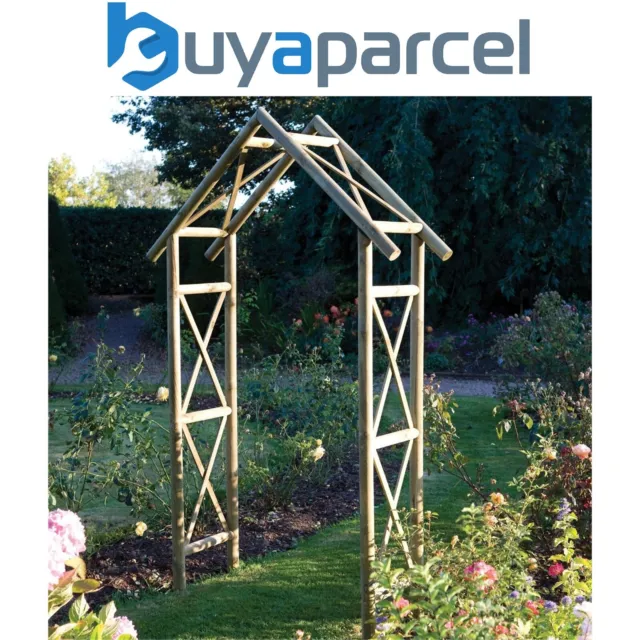 Rowlinson Rustic Wooden Garden Arch Pergola Plant Support Natural Timber