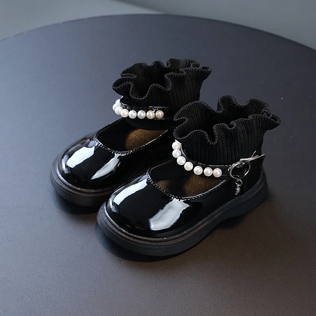 Scarpe principessa neonato bambini bambine stivali in pelle scarpe di lana perla 3