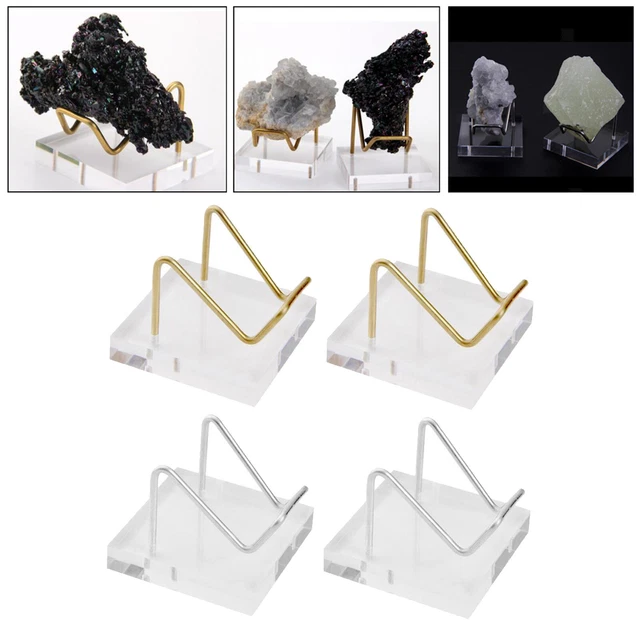 4x Display Stand Fossil Mineral Bergkristallkugel Achat Acryl Standhalter