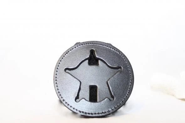 Strong Leather 5 Pt Star  Badge Holder With Chain Blackinton B2176 Badge 560