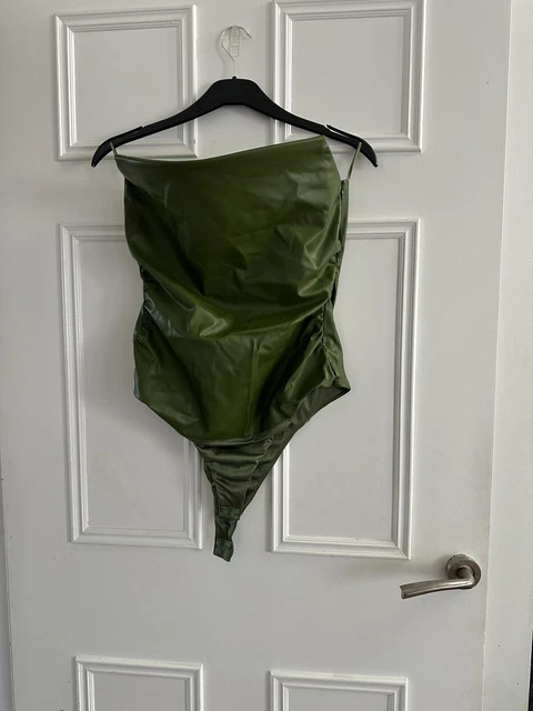 green leather bodysuit zara