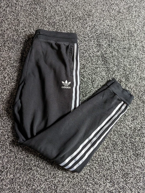 Fondi jogging neri Adidas ragazzo stampa logo a righe laterali taglia 15-16 anni