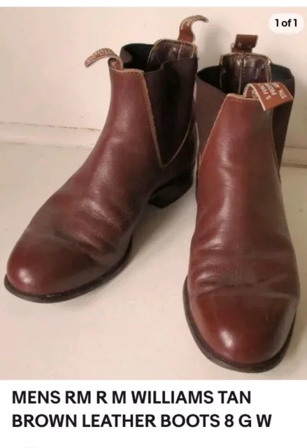 R.M. WILLIAMS CROCODILE Print Boots Leather Sole Mens 8.5 F Narrow