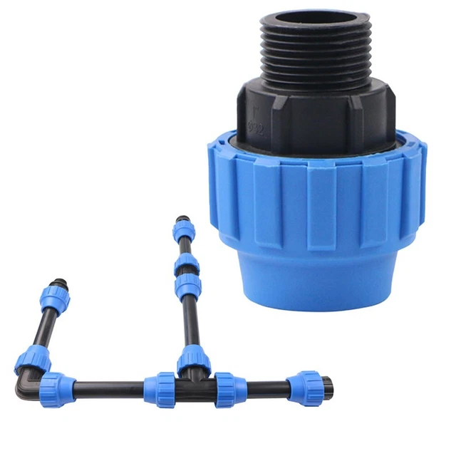 Raccord Adaptateur Mâle Pour Tuyau D'eau PE 32 Mm X 1/2" - Jardinage, Irrigation, Agriculture - Installation Facile Sans Soudure