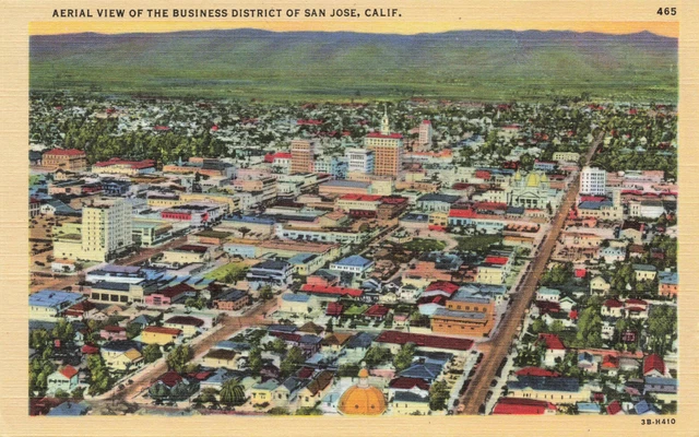 Aerial View San Jose Ca Vintage Linen Postcard 1943 013122 R