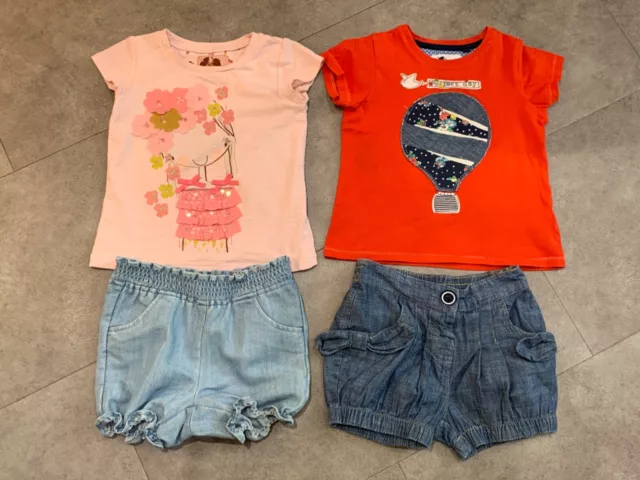 Bundle of Next girls T-shirt’s & denim shorts, size 2-3 years