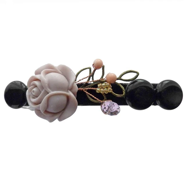 Barrette Pince à Cheveux Avec Cabochons Argenté Et Doré - Motif Fleur, Neuf Sans étiquette