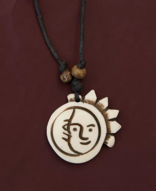 Collier pendentif lune et soleil Artisanat fait main Tibet  A16 2142