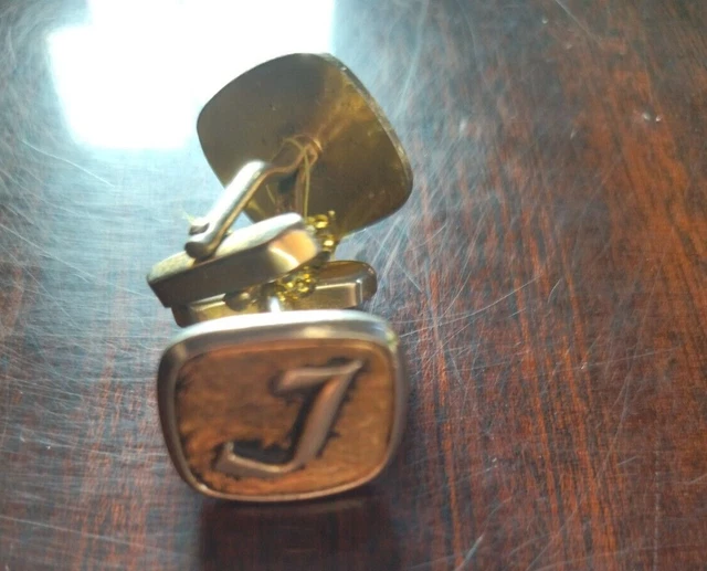 Ancien Bouton De Manchette Vintage Collection Lettre J