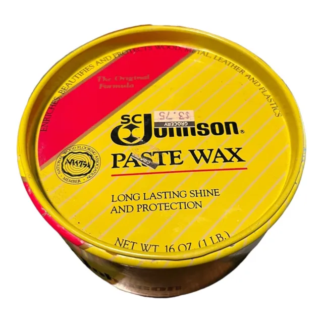 SC Johnson Wood Paste Wax Long Lasting Shine 16 Oz Discontinued ~50% Full  Damage