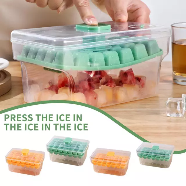 Ice Cube Tray with Lid & Storage Box Silicone PP Ice Cube Maker Tray 32 Cubes✨w