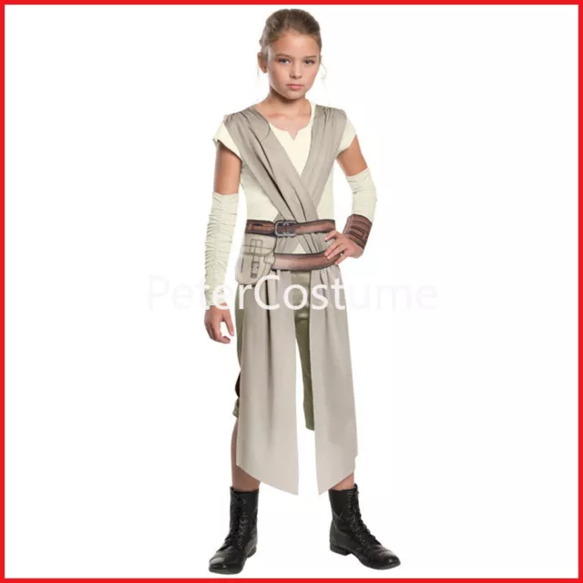 Kids Star Wars The Force Awakens Rey Costume Girls Christmas Cosplay Outfit