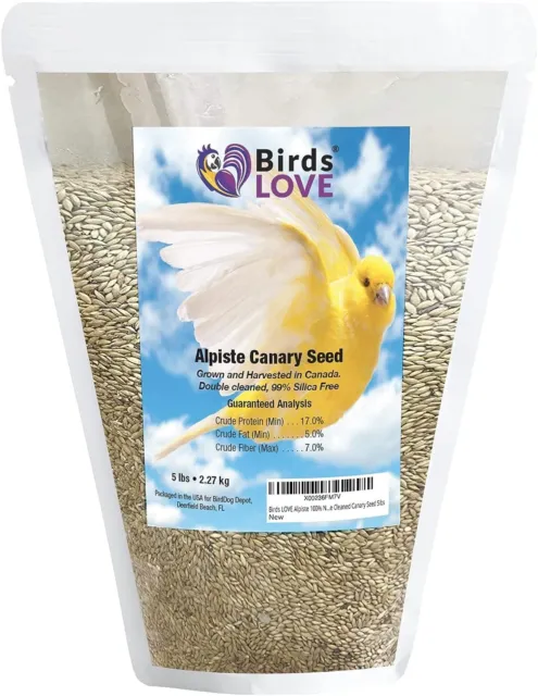 Birds LOVE Alpiste 100% Double Cleaned Seeds Canary Finch Bird Food GMO-Free 5lb