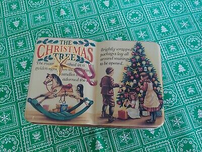 VTG 1994 Book Shaped Metal Tin Box Embossed Silver Crane Company Christmas Tree