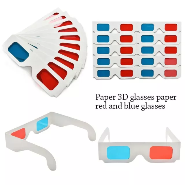 10Pcs 3D TV 3D Glasses Cyan Cardboard Paper Glasses Movie Game Glasses