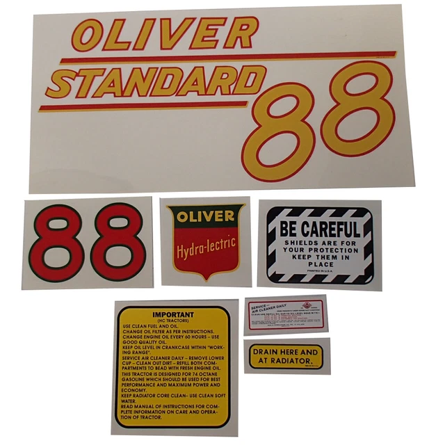 DEC370 Standard Yellow Mylar Decal Set for White Oliver Mpl Moline Tractor 88