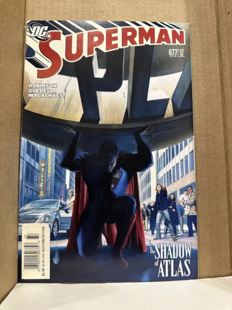 Superman #677 Very Rare “DCCOMICS.COM STICKER   UPC Newsstand Alex Ross Cover VF