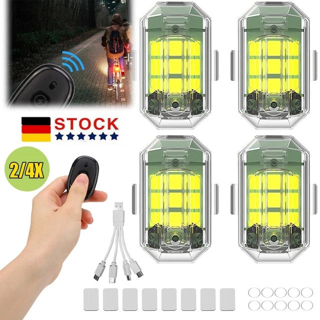 LOMUG LED Blitzlicht 4er Set - Drahtlos Mit Fernbedienung Für Auto & Drohne