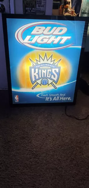 LARGE BUD LIGHT Sacramento Kings neon type SIGN NBA BEER rare 36x30 bar pub NICE