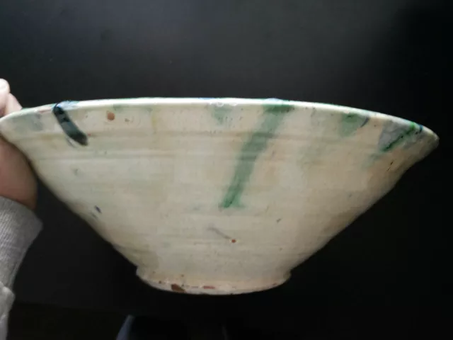 Big Glazed Polychrome Pottery. Ancient Bowl Ceramic Al Andalus Granada Kingdom 2