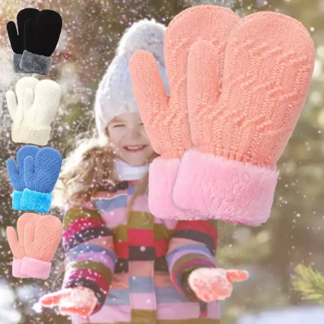 Infant Baby Girl Boys Soft Warm Knit Gloves Winter Fleece Linnes Toddler Mittens 2