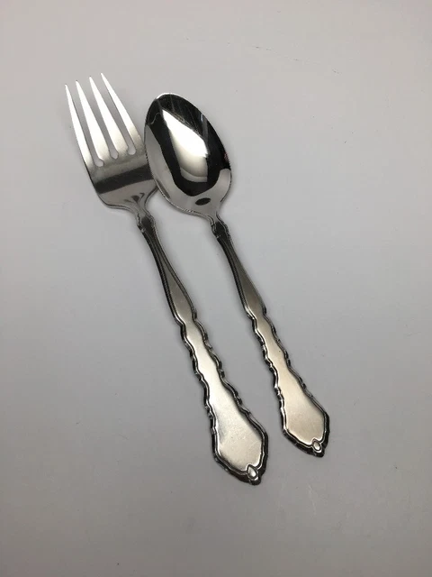 ONEIDA COMMUNITY USA "SATINIQUE" Stainless SALAD FORK & TEASPOON - Recent Design