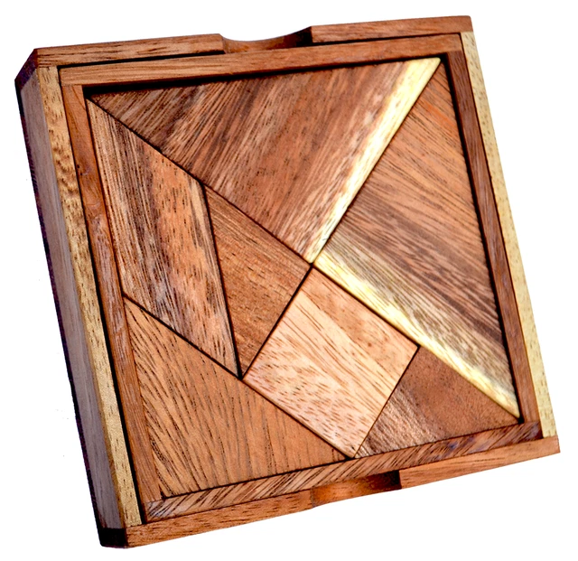 Tangram In Legno Per Bambini E Adulti - 26 Pezzi Colorati, Gioco Educativo E Puzzle 22x15 Cm, Giochi Montessori