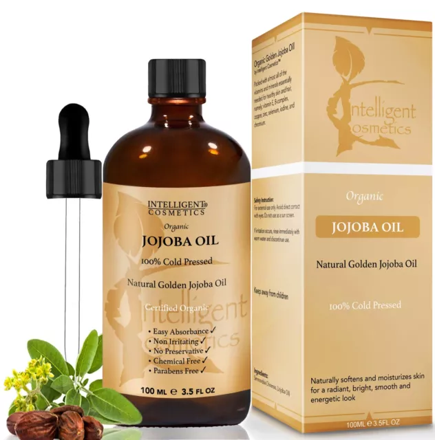 Jojoba Oil Golden 100% Cold Pressed Certified Organic Pure & Natural Jojoba Oil